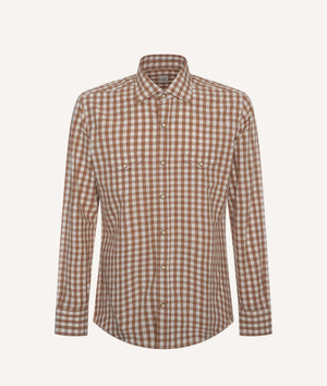 Eleventy - Checkered Shirt in Cotton & Linen