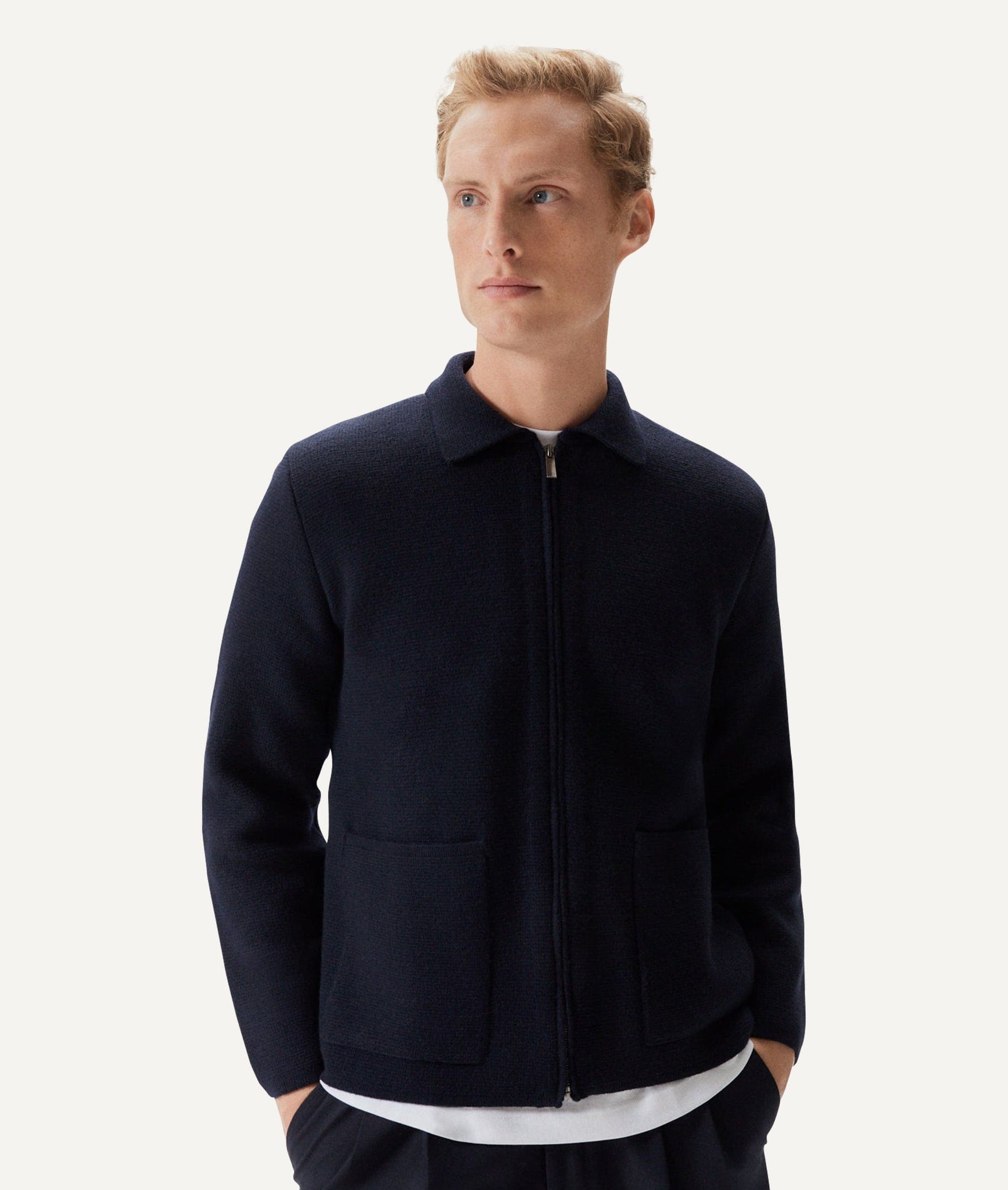 The Boiled Wool Zip Jacket - Oxford Blue / M - Anthracite Grey / XL - Anthracite Grey / M