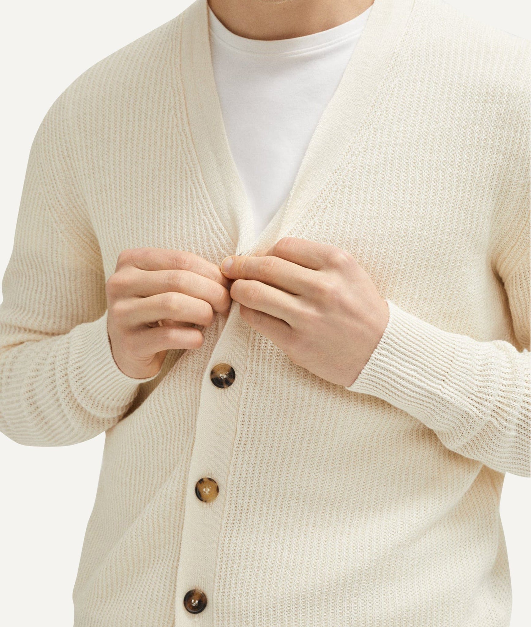 The Linen Cotton Ribbed Cardigan