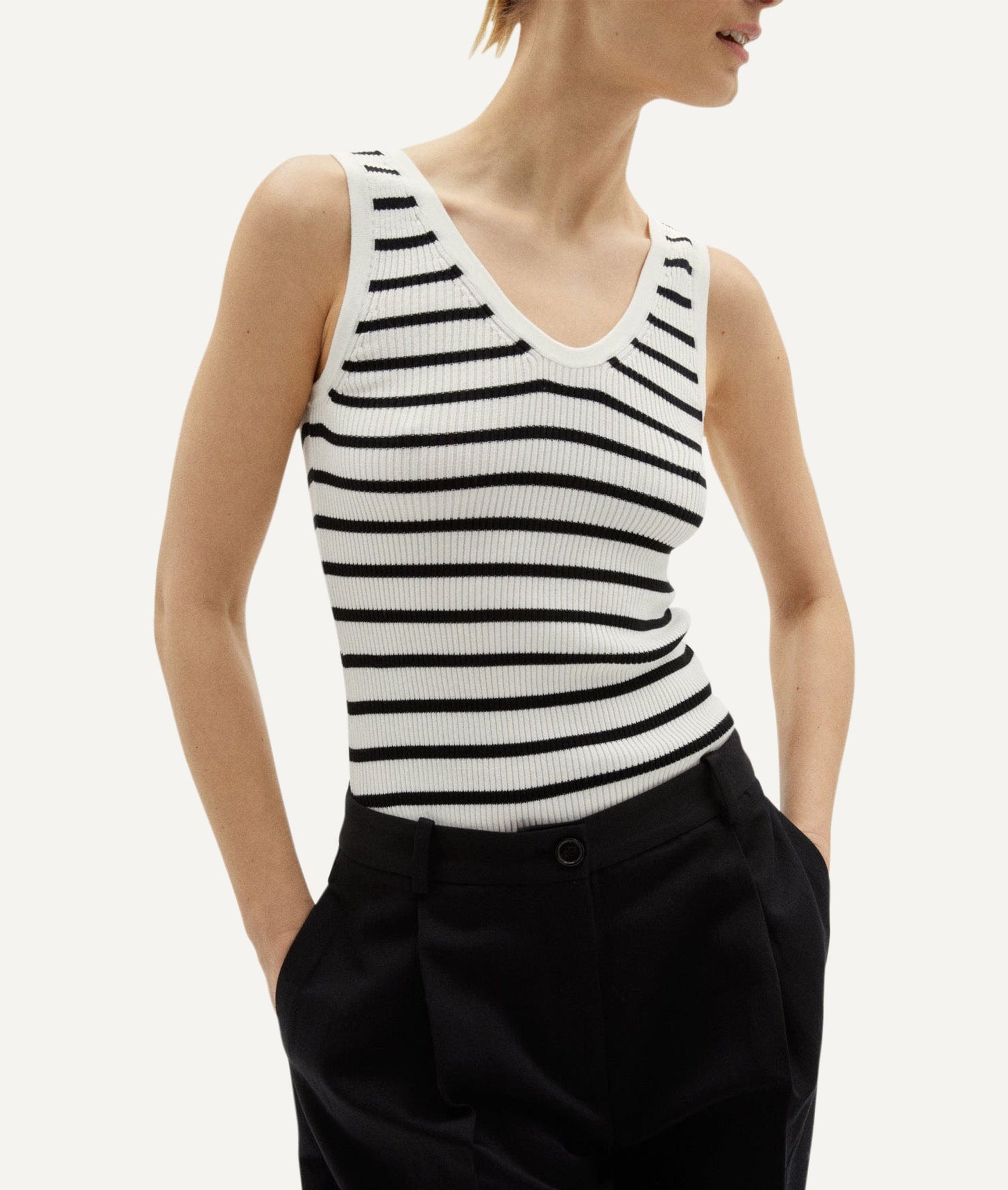 The Organic Cotton Ribbed V-Neck Top