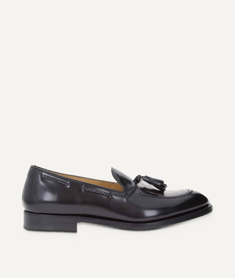 Lanciotti de Verzi Tassel Loafer in Brushed Calf Leather – Black – side view