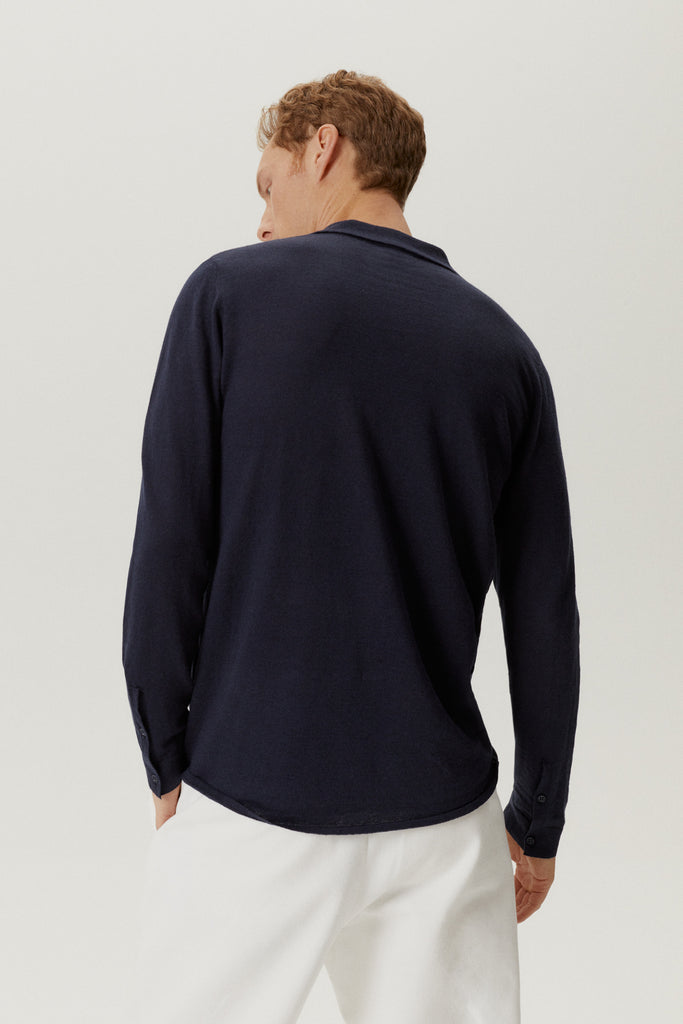Blue Navy | The Linen Cotton Knit Shirt
