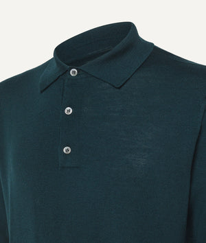 Long Sleeve Polo in Extrafine Merino Wool