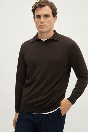 The Merino Wool Buttonless Polo - brown