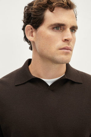 The Merino Wool Buttonless Polo - brown