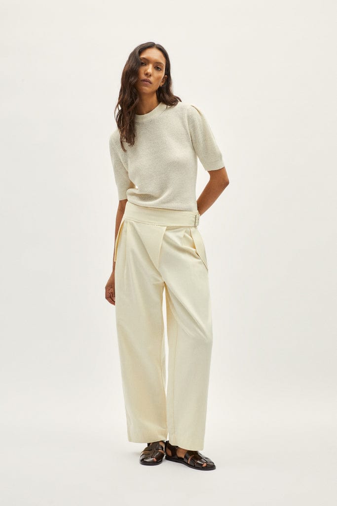 The Linen Cotton Ribbed T-Shirt with pinces - Black / M