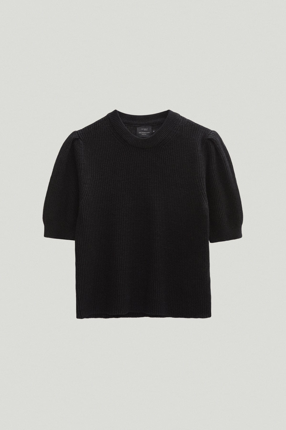 Black | The Linen Cotton Ribbed T-Shirt with pinces