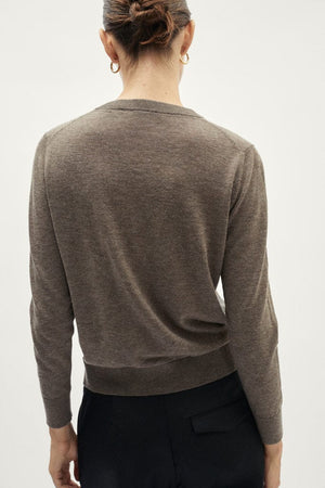 The Ultrasoft wool Crewneck Cardigan  taupe