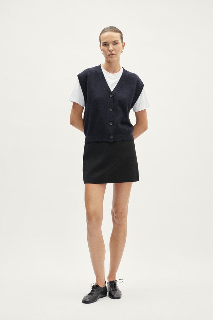 The Merino Wool Buttoned Vest - Blue