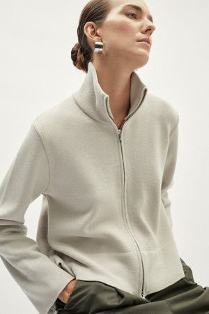 The Merino Wool Full-zip jacket - pearl