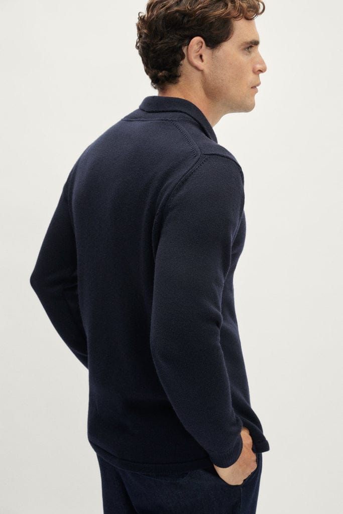 The Merino Wool Special Neck Polo - Blue