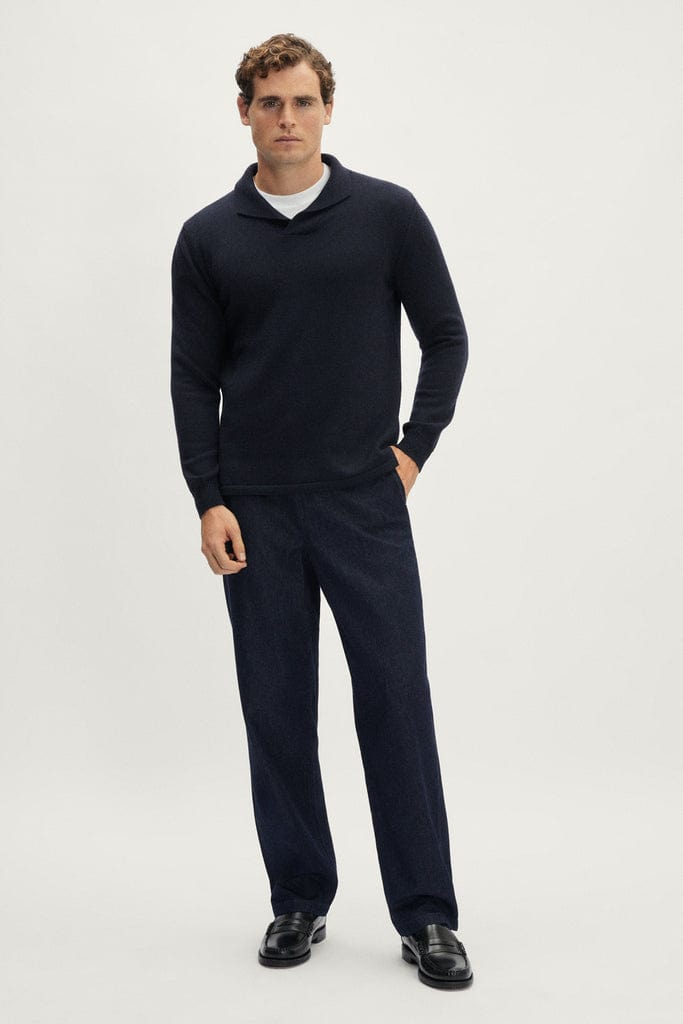 The Merino Wool Special Neck Polo - Blue