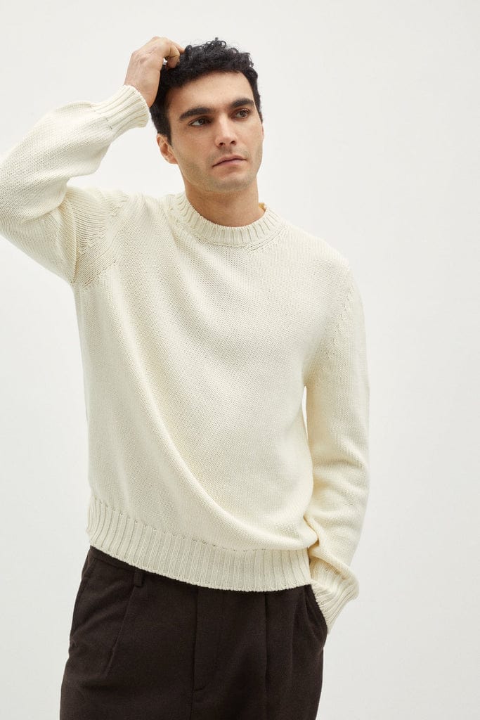 the organic cotton tricot sweater crewneck milk white