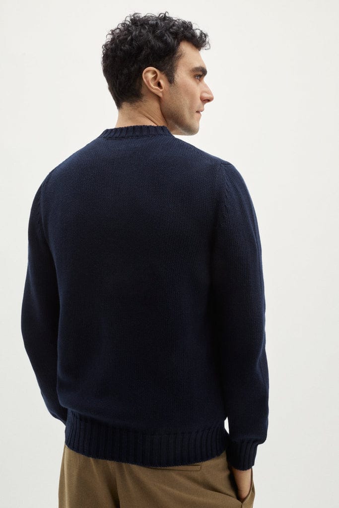 the organic cotton tricot sweater crewneck deep blue
