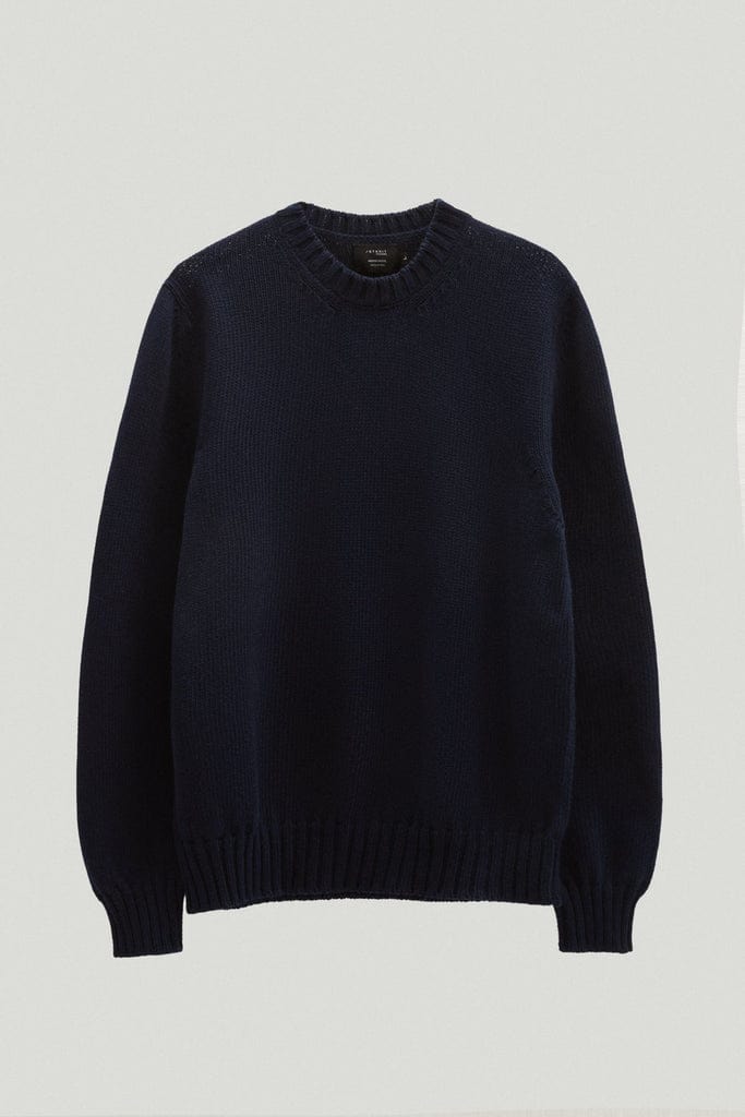 the organic cotton tricot sweater crewneck deep blue