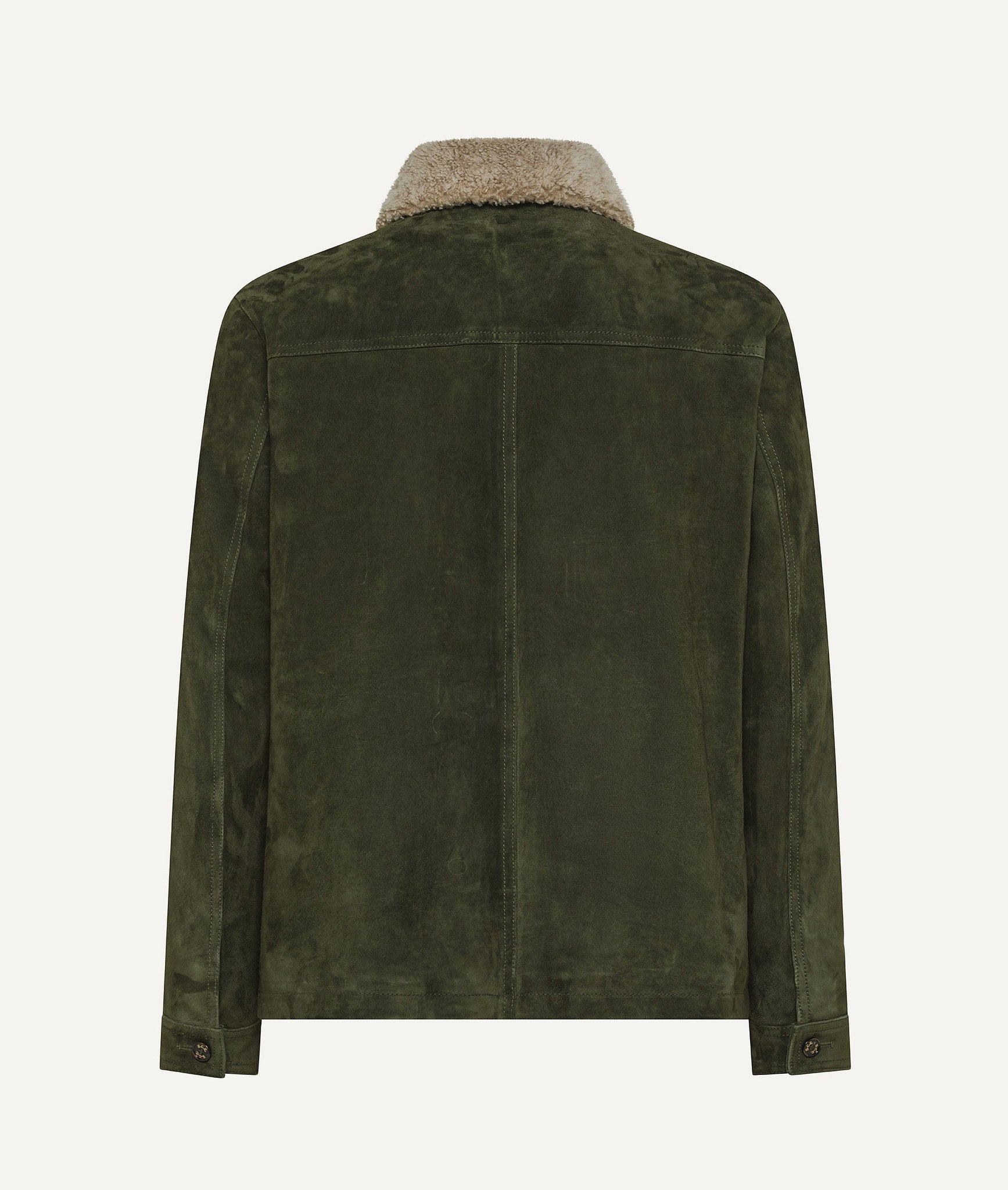 Trucker Jacket in Suede with Shearling-Collar