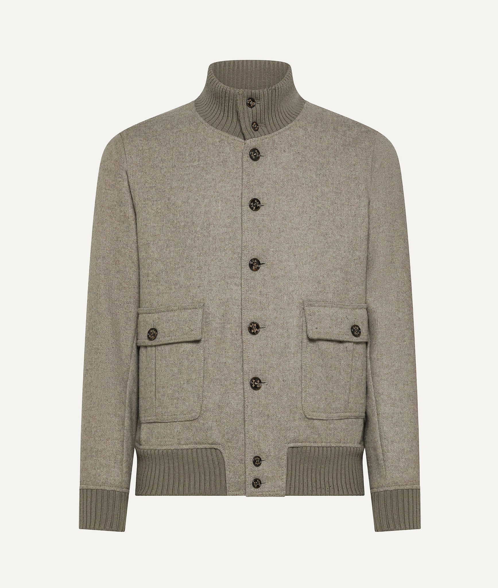 Bomber Jacket in Wool with Ribbed-Collar