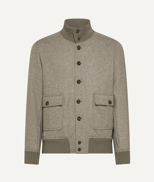 Bomber Jacket in Wool with Ribbed-Collar