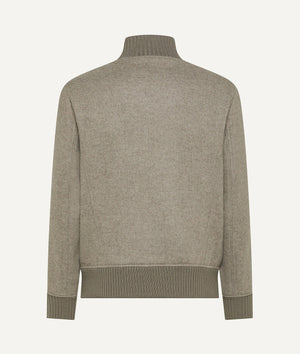 Bomber Jacket in Wool with Ribbed-Collar