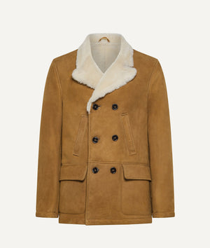 Coat with Ironed Shearling in Lambskin