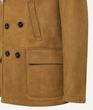 Coat with Ironed Shearling in Suede