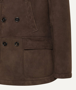 Coat with Ironed Shearling in Suede