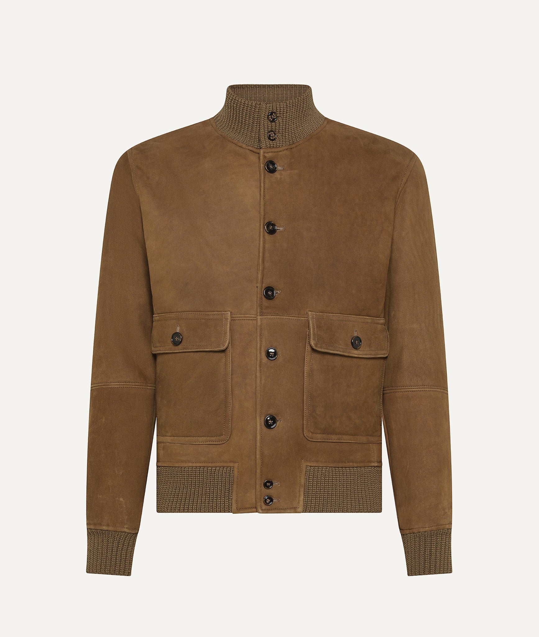 Bomber Jacket in Wool with Ribbed-Collar