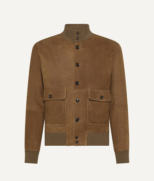 Bomber Jacket in Wool with Ribbed-Collar