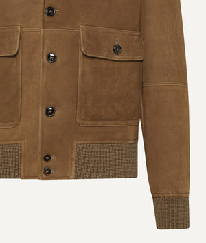 Bomber Jacket in Wool with Ribbed-Collar