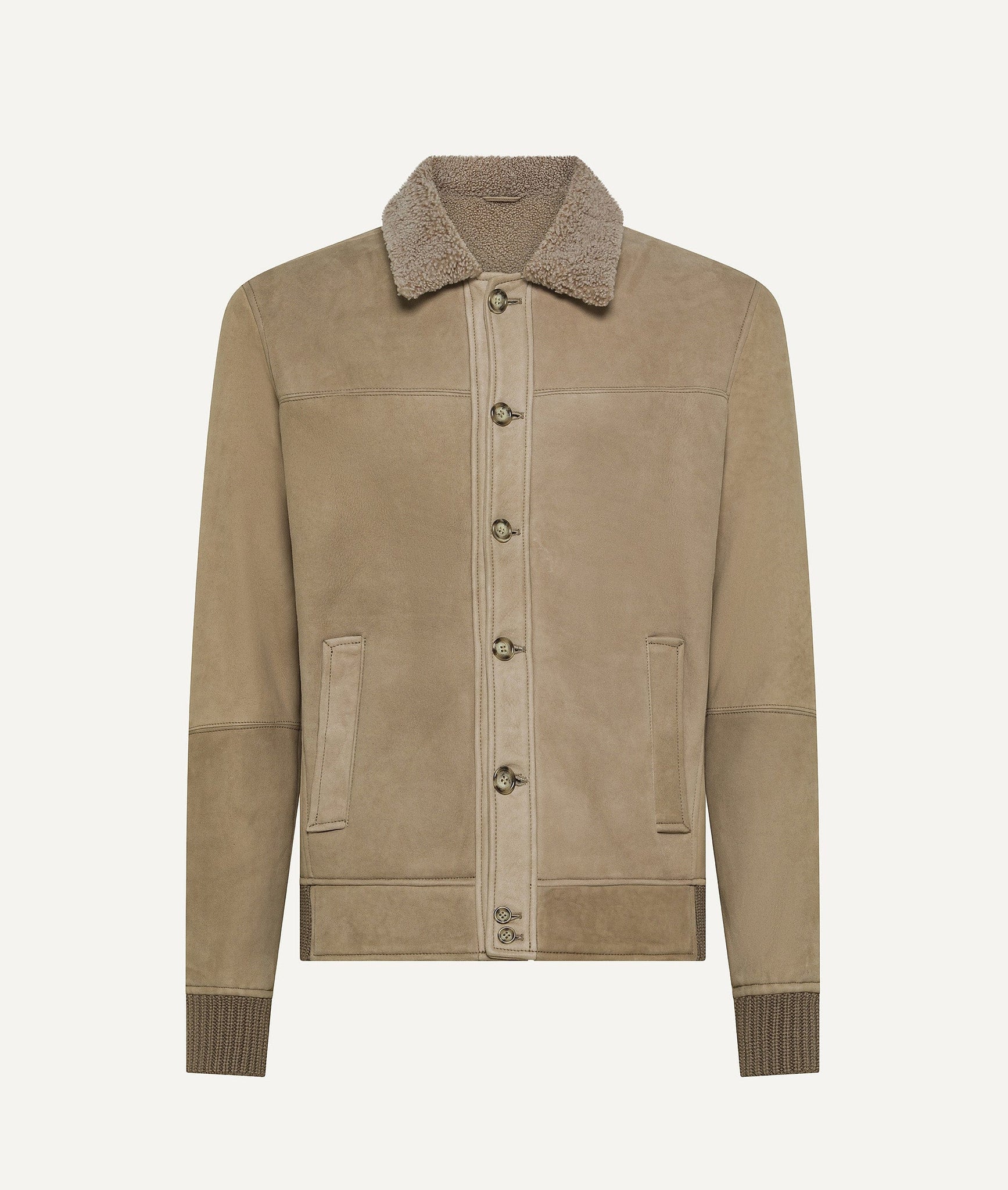 Jacket in Suede with Shearling-Lining