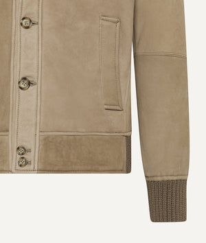 Jacket in Suede with Shearling-Lining