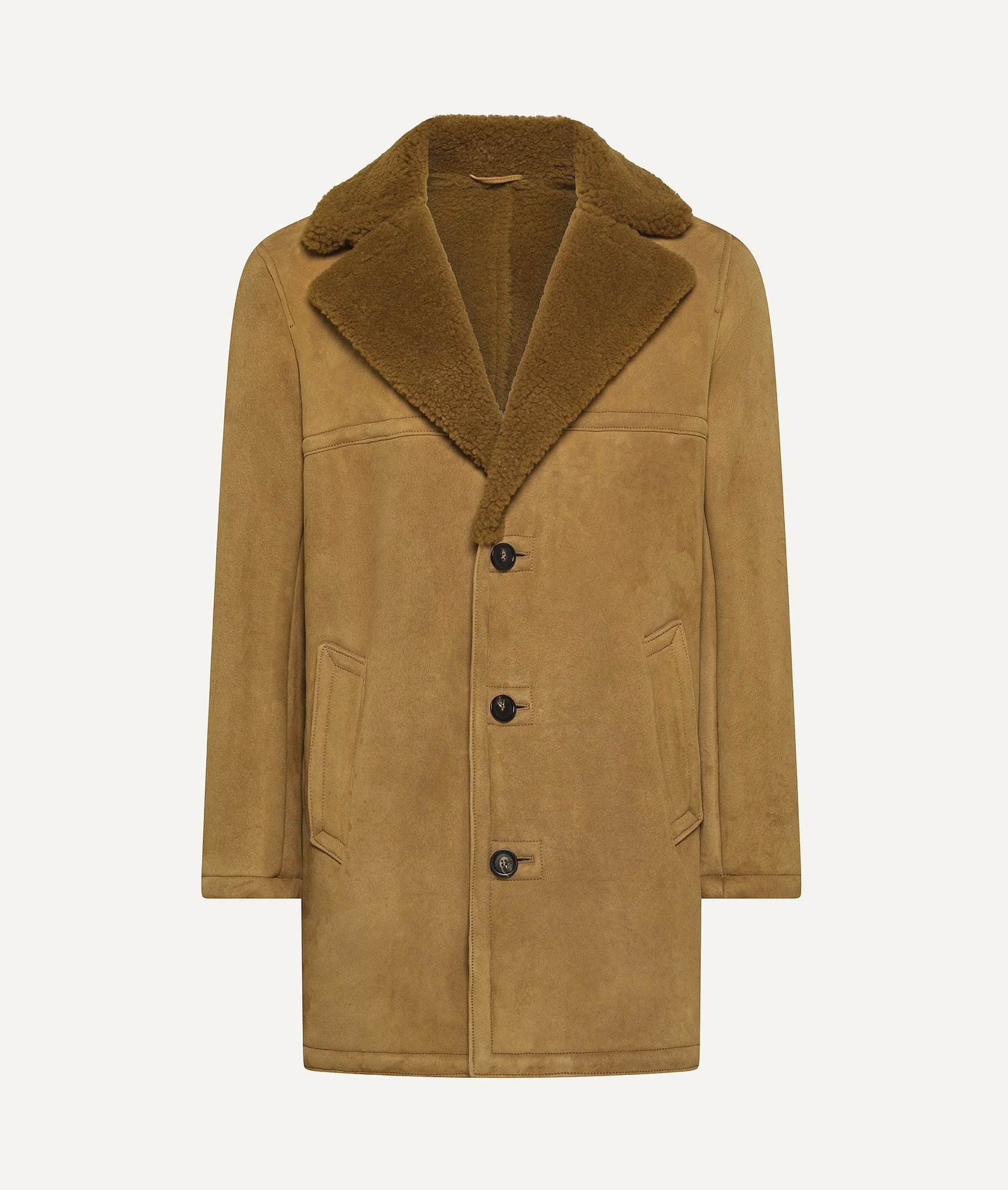 Overcoat in Suede with Shearling
