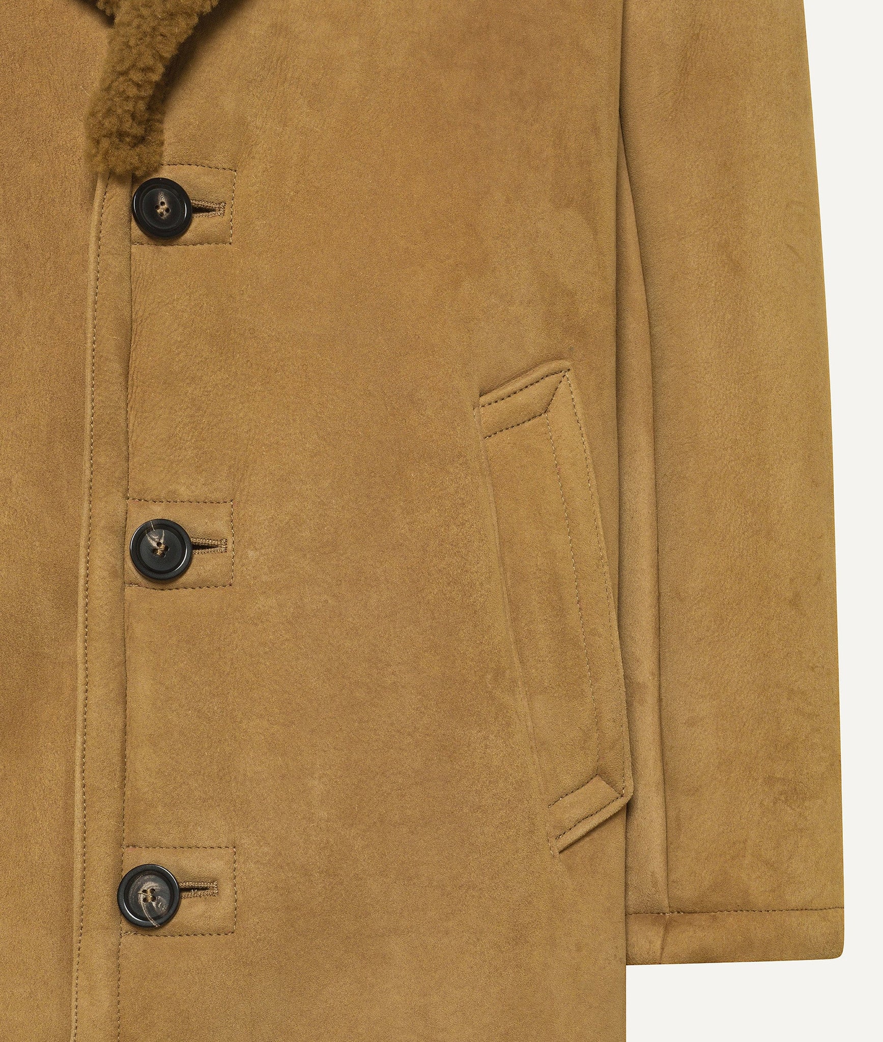 Overcoat in Suede with Shearling