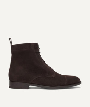 Lace-up Boot with Cap Toe in Suede