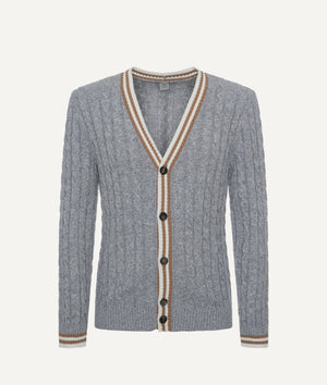 Eleventy - Cardigan with Chain Pattern in Cotton