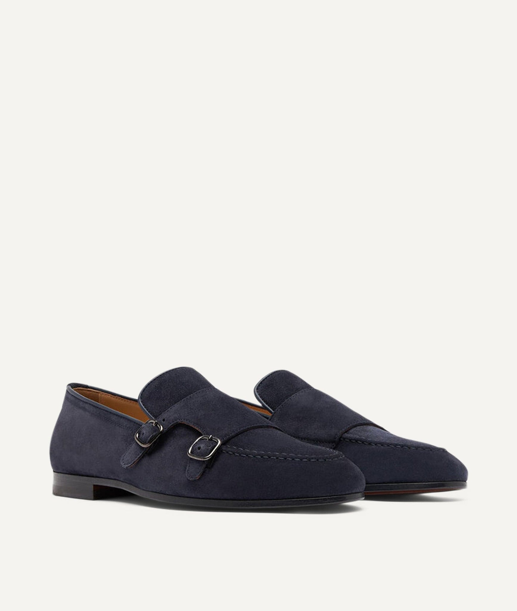 Double Monk Loafer in Suede