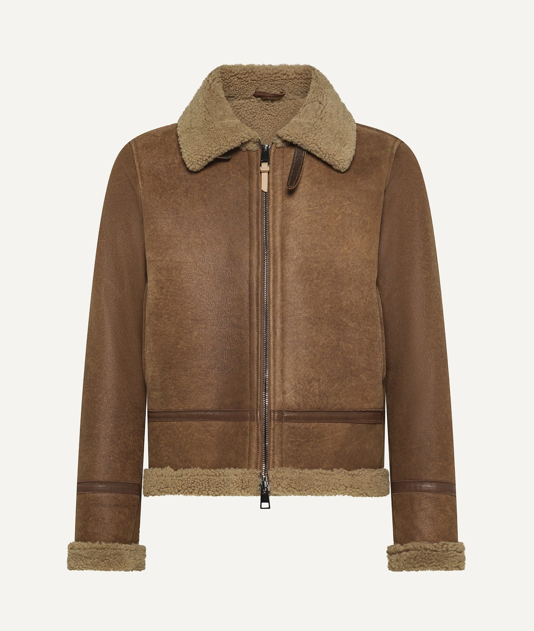 Bomber Jacket in Suede with Shearling