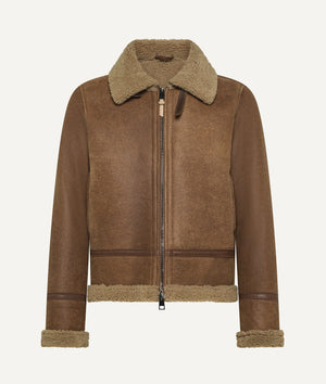 Bomber Jacket in Suede with Shearling