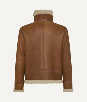 Aviator Jacket in Suede with High-Collar Shearling