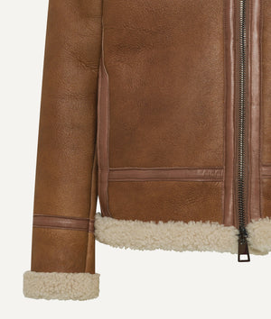 Aviator Jacket in Suede with High-Collar Shearling
