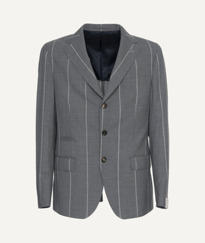 Eleventy - Blazer with Striped Pattern in Wool & Silk