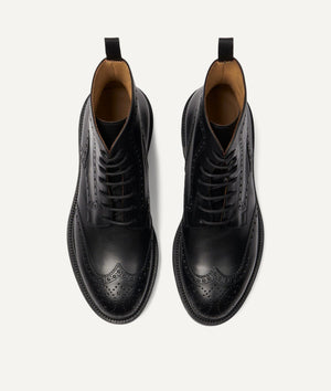 Lace-Up Boot Full Brogue in Calf Leather