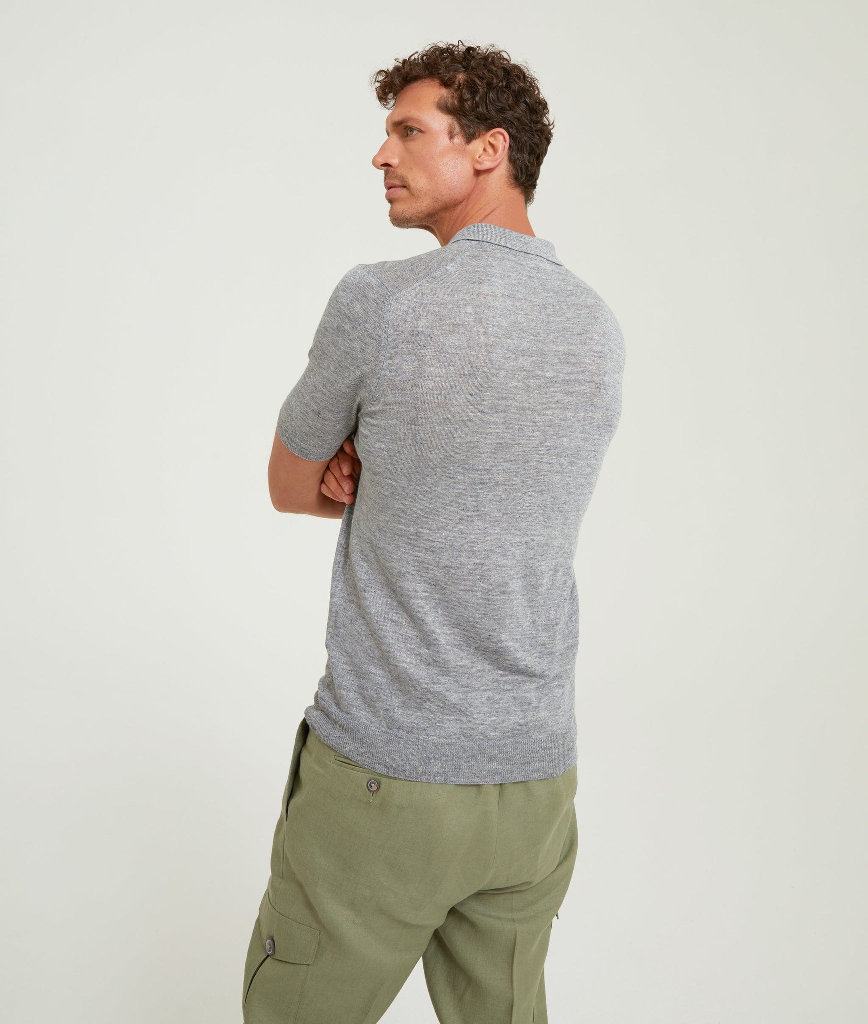 Buttonless Polo in Linen