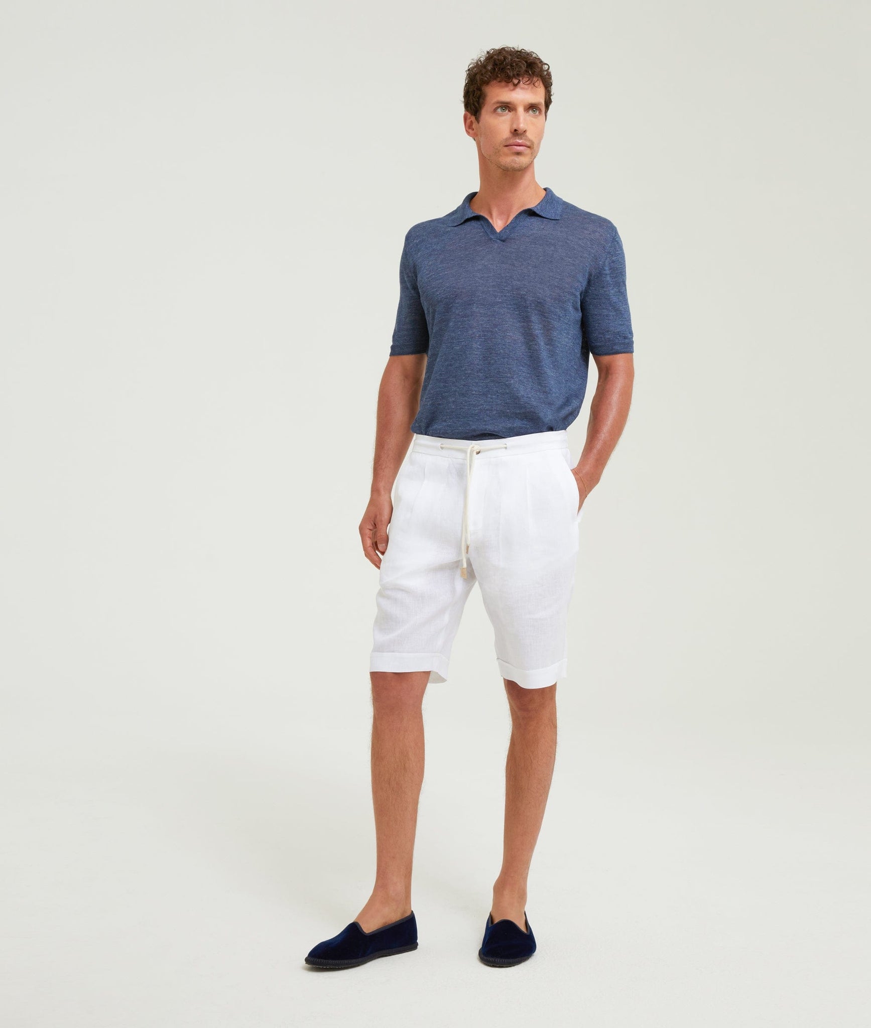 Buttonless Polo in Linen