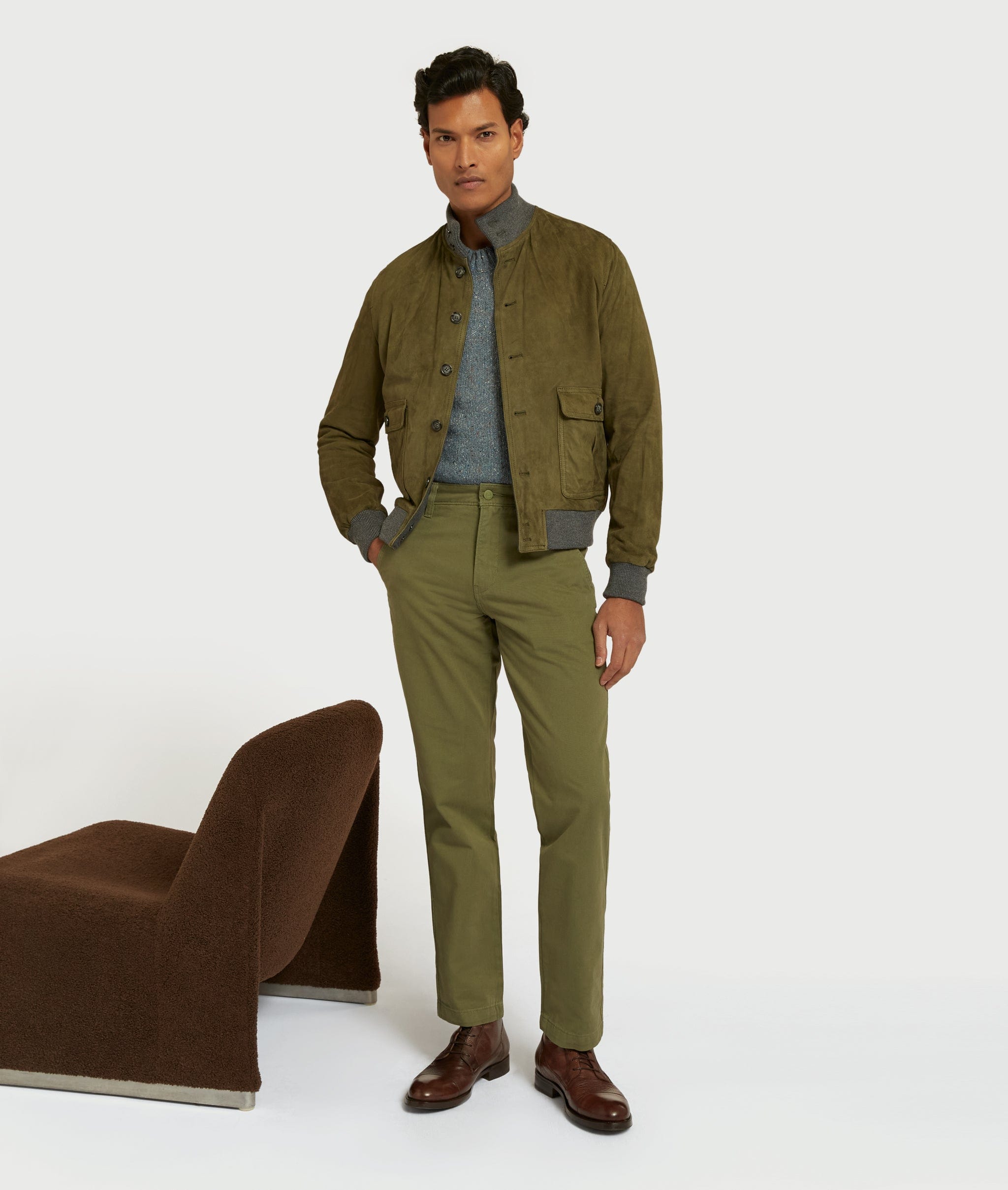 Bomber Jacket in Suede with Cashmere and Wool Lining – ETIQL