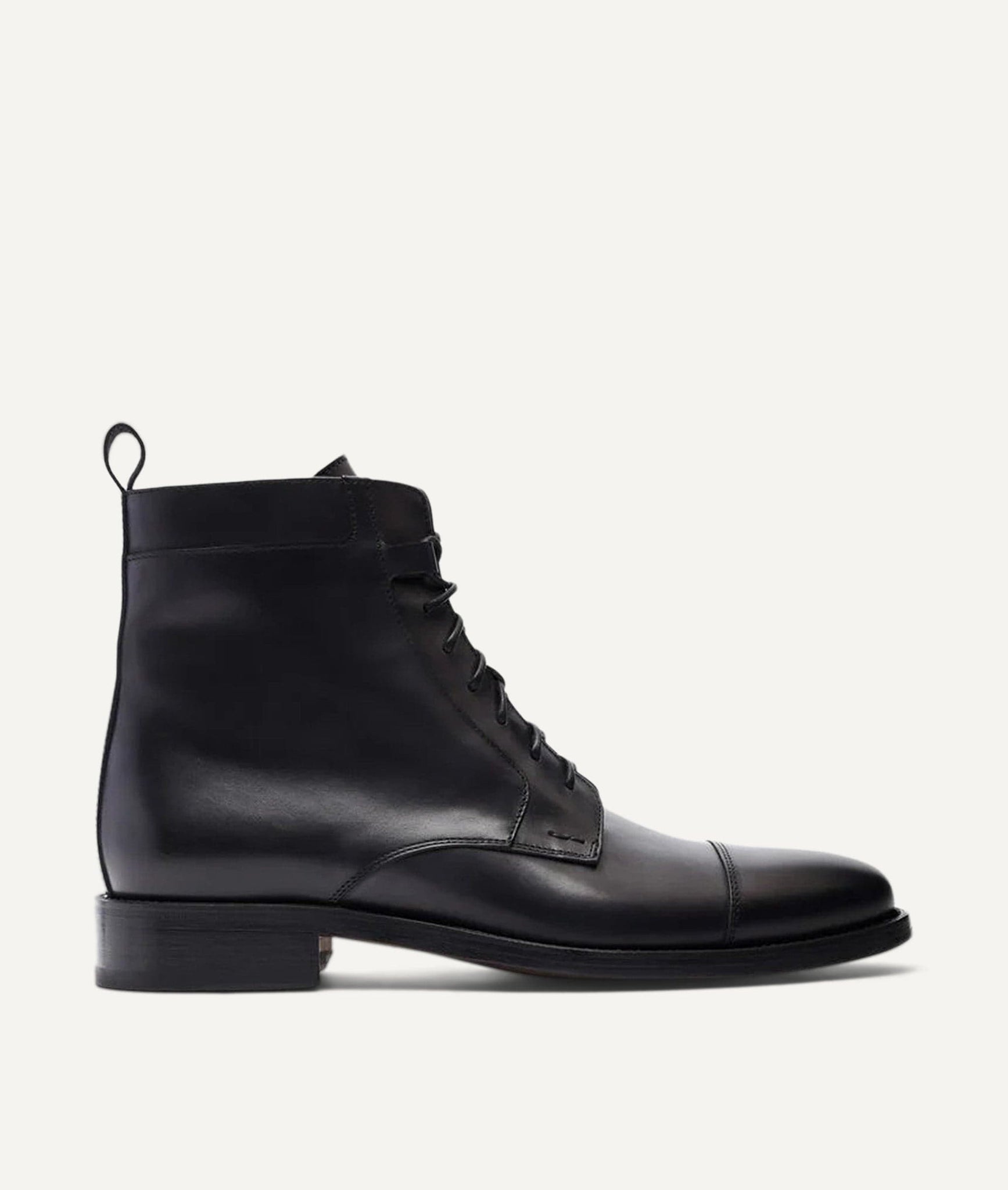 Lace-Up Boot with Cap Toe in Calf Leather
