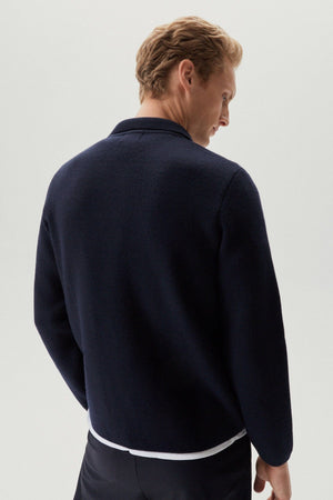 the aviator knit jacket oxford blue