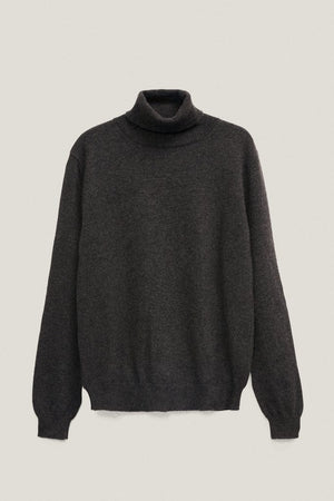 the cashmere roll neck sweater charcoal grey