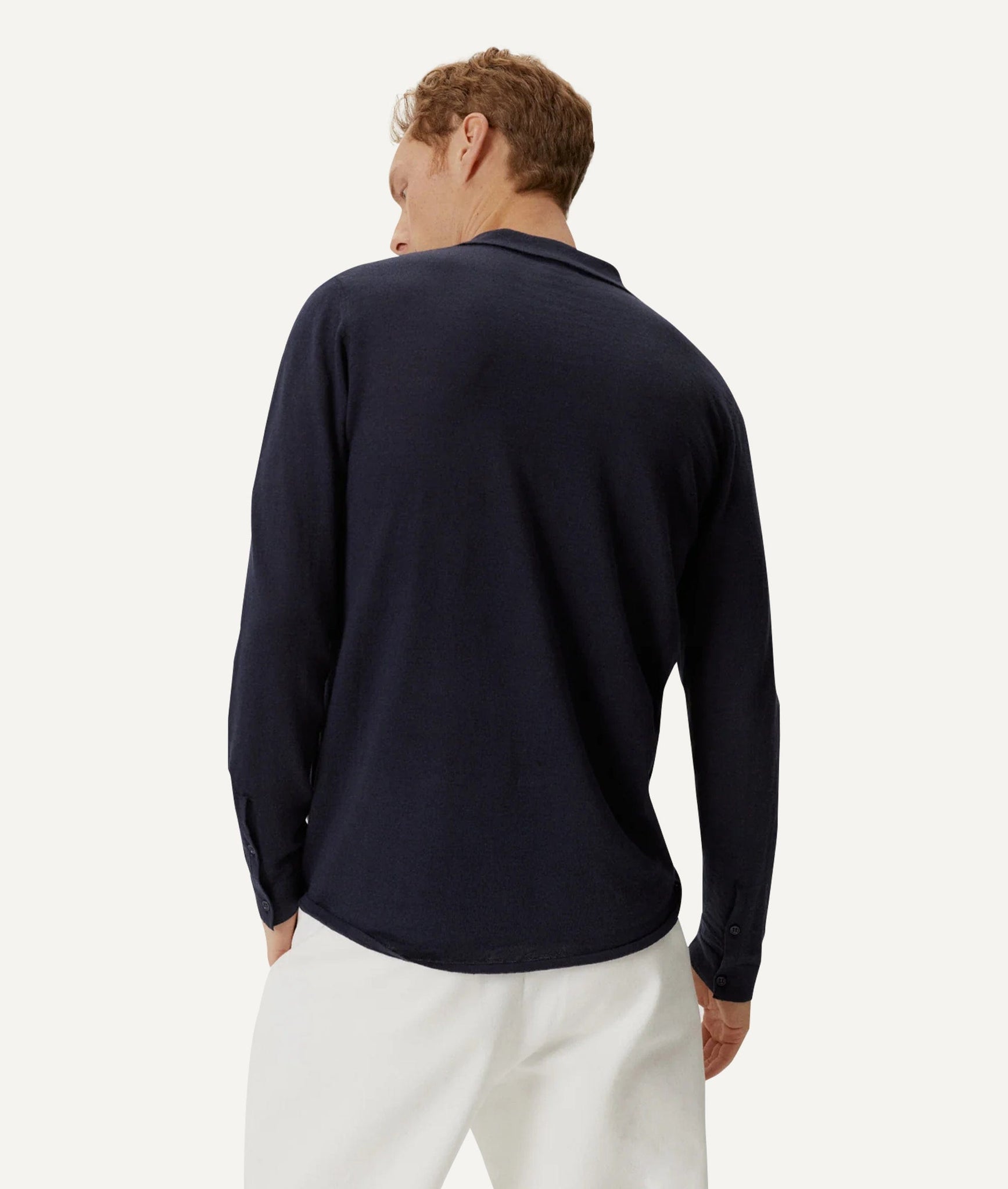 The Linen Cotton Knit Shirt - Blue Navy / S