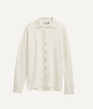 The Linen Cotton Knit Shirt - Milk White / L